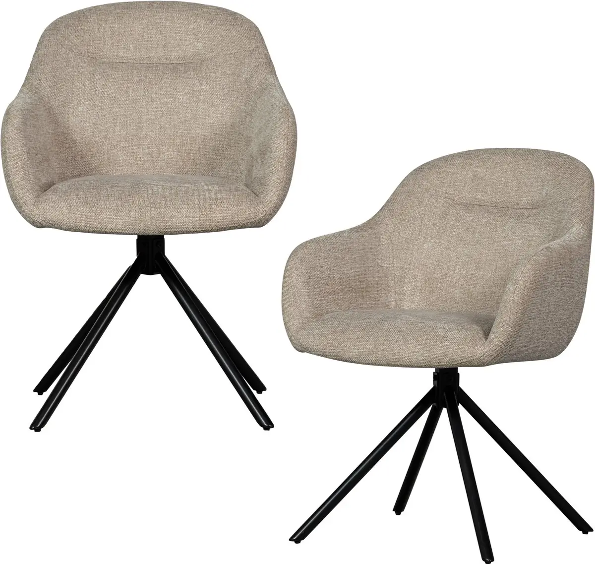 WOOOD Grant-Jaki Eetkamerstoelen - Chenille - Zand - Set van 2