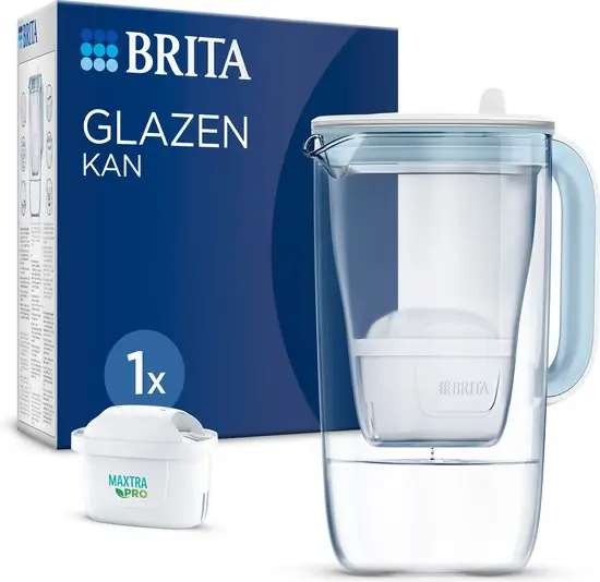 BRITA Glazen waterfilterkan light blue (2,5L) incl. 1x MAXTRA PRO All-in-1 filter — Zeer goed