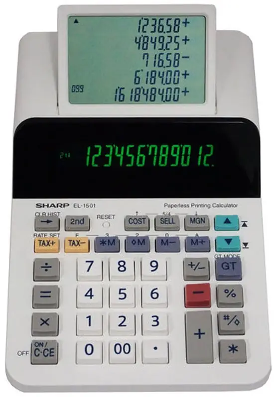 Sharp rekenmachine EL1501 wit 12-cijferig — Zeer goed