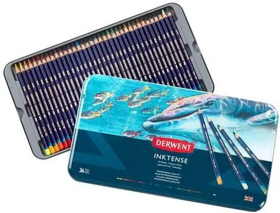 Derwent Inktense Potloden in blik 36 stuks — Zeer goed