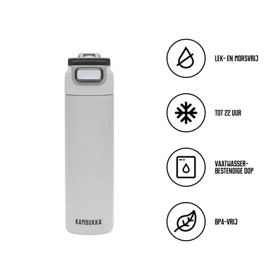 Kambukka Elton geïsoleerde waterfles 600ml Chalk White 2.0 met 3-in-1 deksel — Zeer goed