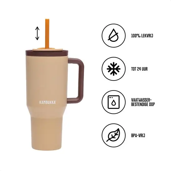 Kambukka Rio Tumbler 950ml Almond Dream met telescopisch rietje — Zeer goed