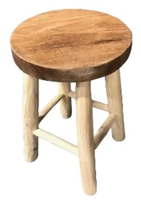 TeakOne Kruk Teak Hout Rond Indoor/Outdoor — Zeer goed