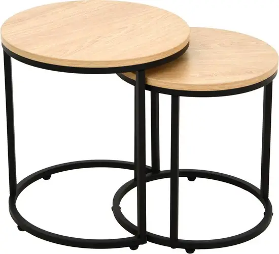 Mano Bijzettafel 2-delig 40x43cm &amp; 35x38cm Eiken — Zeer goed