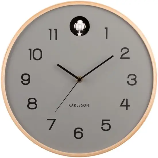 Wall clock Natural Cuckoo birch wood mouse grey — Zeer goed