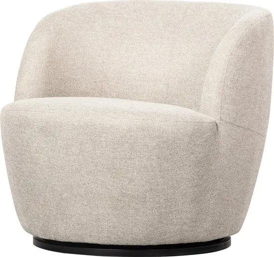 WOOOD Serra Draaifauteuil Geweven Stof Off White 75x70x69 cm — Zeer goed