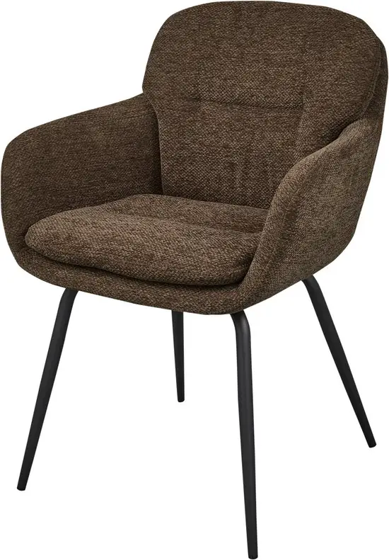 WOOOD Runa Eetkamerstoel Chenille Warm Bruin — Zeer goed