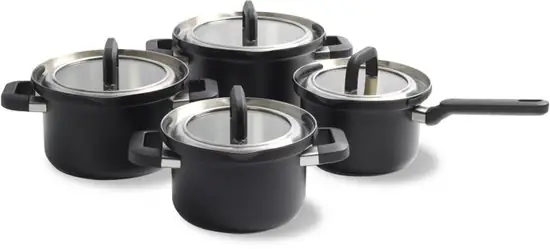 BK Flow Cool Black Pannenset 4-delig 16/18/20cm Zwart — Zeer goed