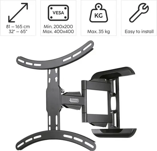 Hama Tv-muurbeugel, draaibaar, kantelbaar, uittrekbaar, 165 cm (65") tot 35 kg
