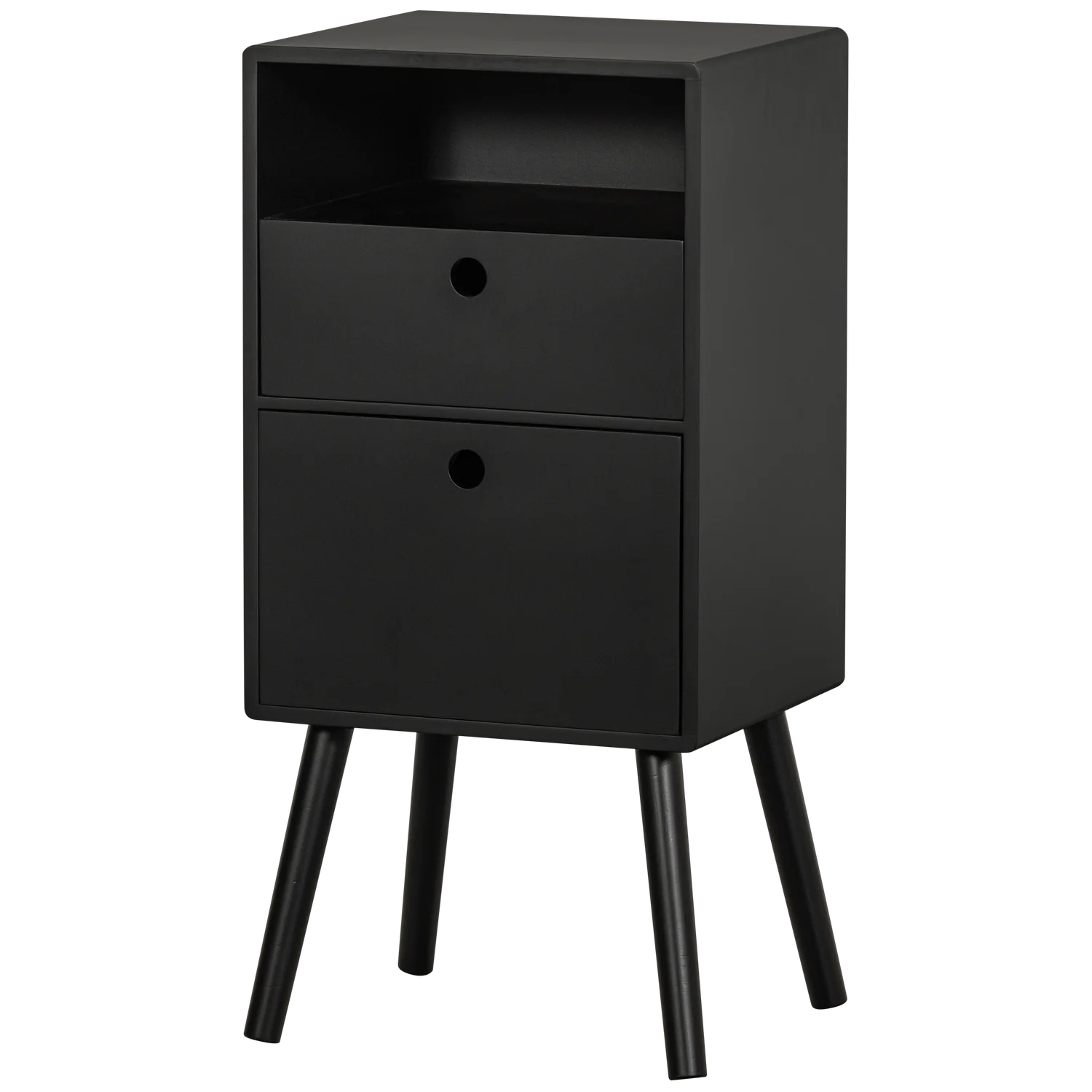 WOOOD Essentials  Ozzy nachtkastje hoog hout zwart