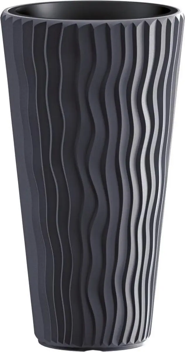 Bloempotten  Buiten Hoog Rond Sandy Slim 40cm ANTRACIET (2 stuks)