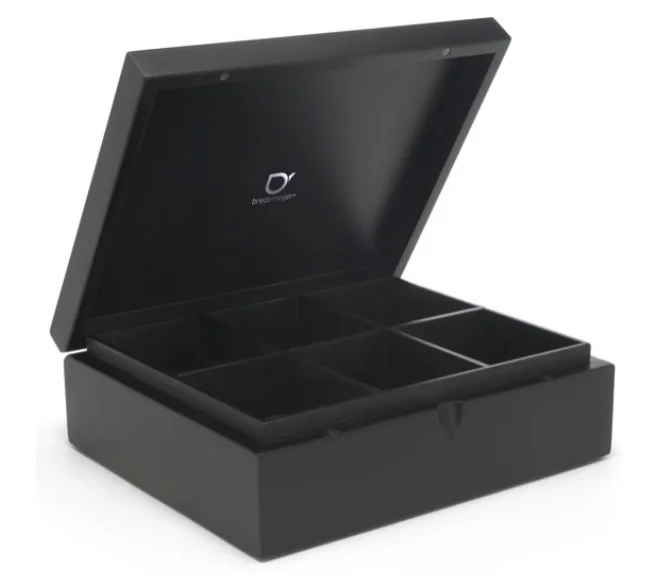 Bredemeijer Theedoos 6 vaks gesloten bamboe zwart