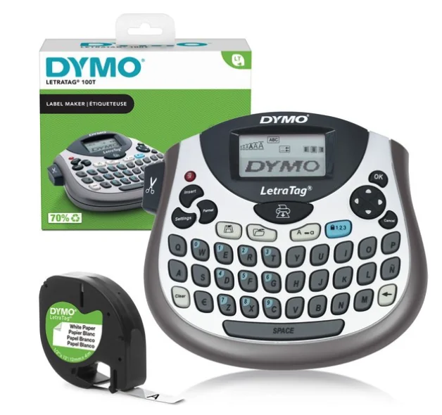Dymo LetraTag LT-100T-labelmaker | Draagbare labelprinter met QWERTY-toetsenbord | Zilver | Ideaal voor op kantoor of thuis
