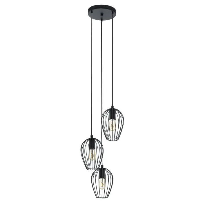 EGLO Newtown Hanglamp - 3 Lichts - Zwart — Zeer goed