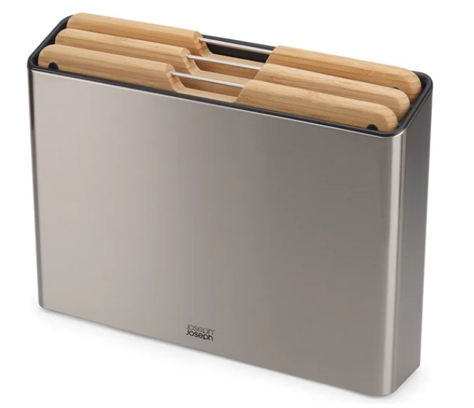 Joseph Joseph - Folio 3 Bamboe Snijplanken in Stalen Houder - Roestvast Staal - Zilver -