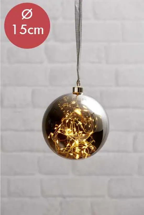 Kerstbal met 40 LED lampjes 15cm Rook Zwart — Zeer goed