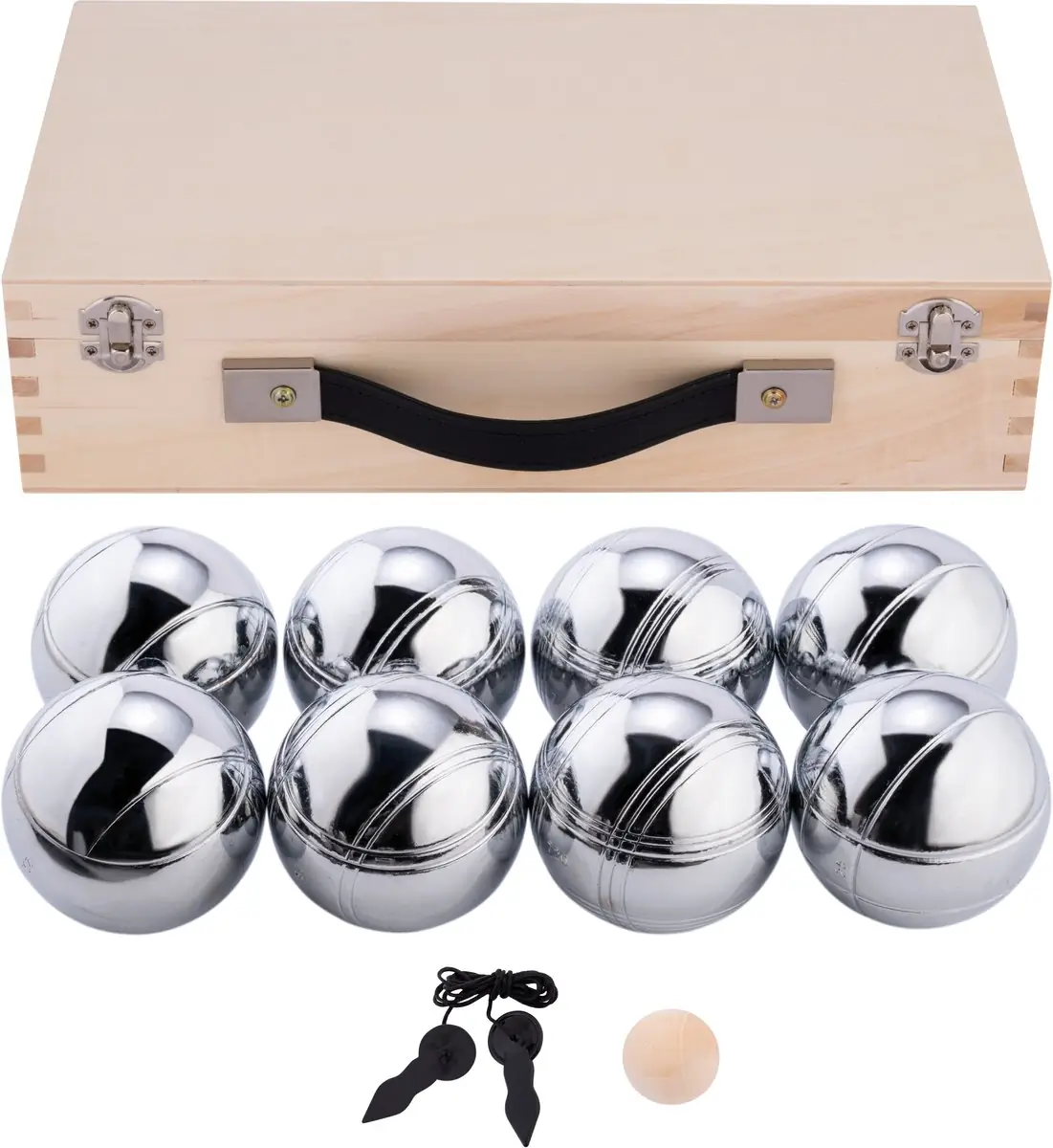 Metalen Jeu de Boules - 8 ballen in houten kist - Luxe set - Pétanque - Boules - Metalen ballen -