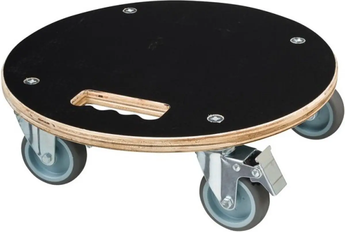 Nature - Planttrolley met wieltjes - Ø38cm - Hout - Zwart