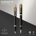Parker IM Duo geschenkset met balpen en vulpen | glanzend zwart met gouden rand