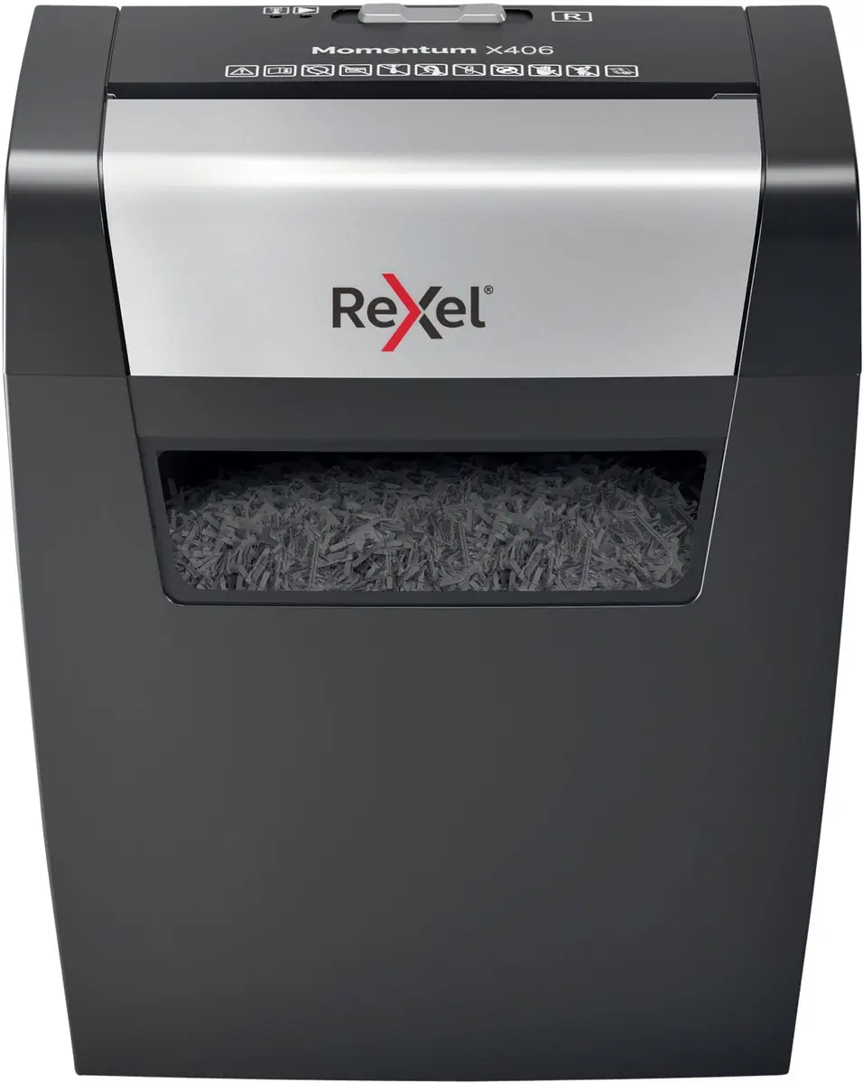 Rexel Momentum X406 Papierversnipperaar P-4 Snippers voor Thuiswerkplek - Invoer tot 6 A4 Vellen - Zwart