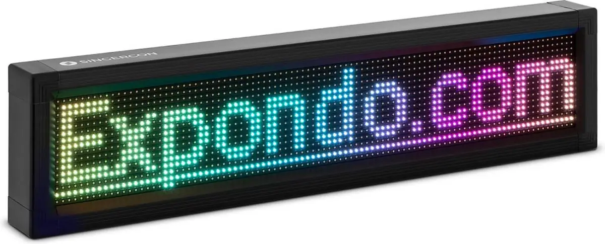 Singercon - LED-displaybord - 96x16 gekleurde LED - 67 x 19 cm - programmeerbaar via iOS / Android