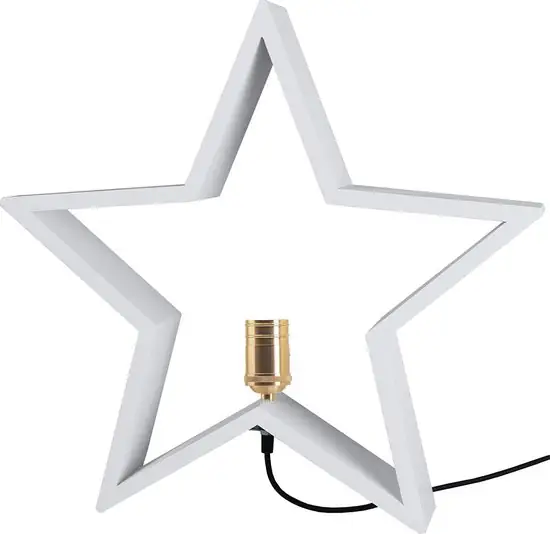 STAR Trading Lysekil Kerst Tafellamp Ster - E27 - 50 cm hout/staal/wit/geelkoper — NIEUW