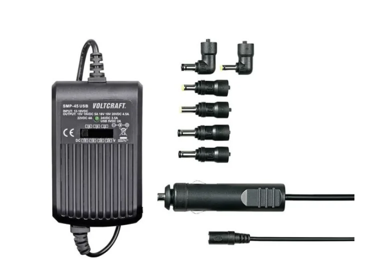 EXTRA KORTING VAN € 5,00 VOLTCRAFT SMP-45 USB Laptop netvoeding 45 W 9.5 V/DC, 12 V/DC, 15 V/DC, 16 V/DC, 18 V/DC, 19 V/DC, 20 V/DC 3 A