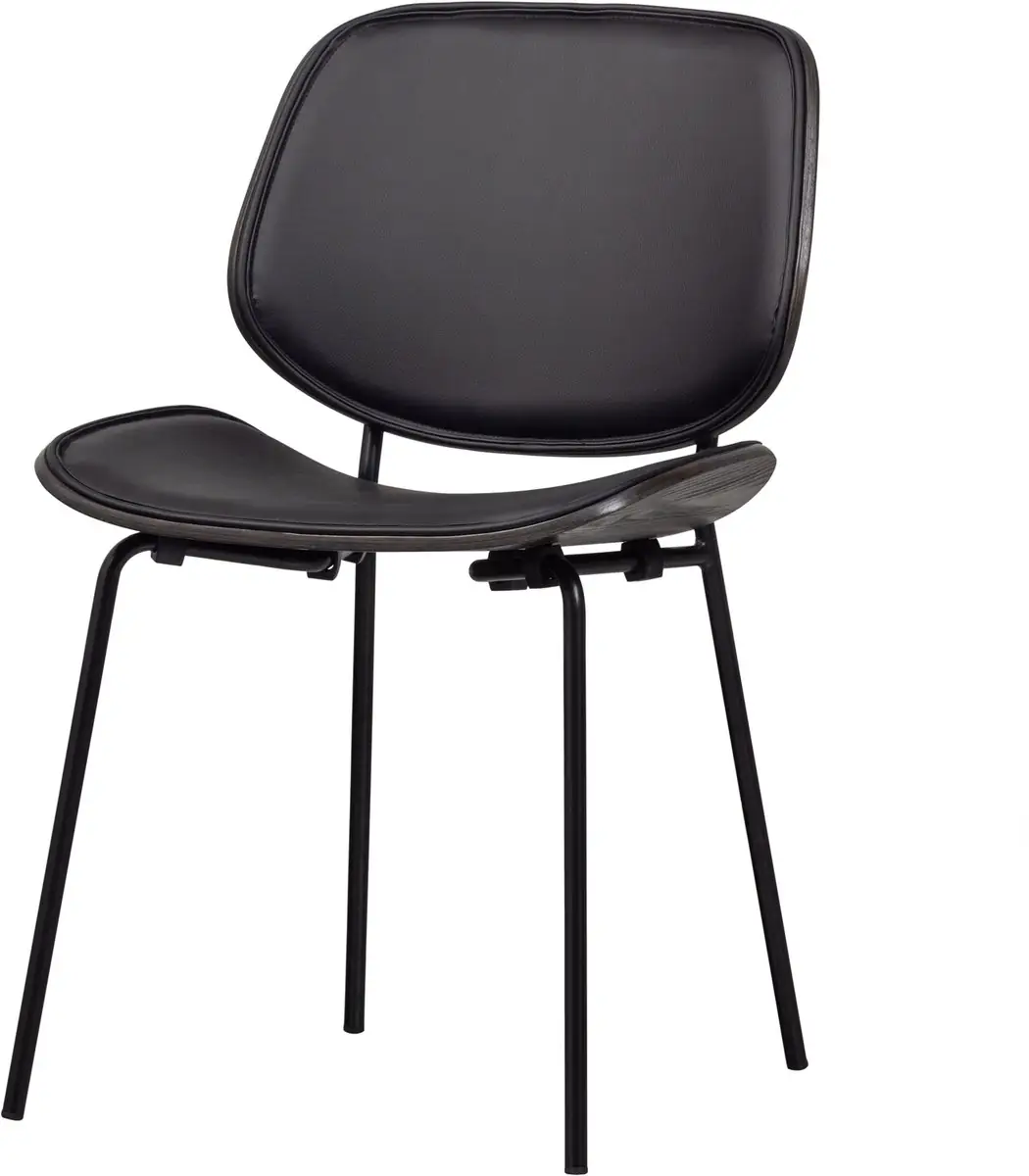 WOOOD Close In Eetkamerstoel - Lederlook - Zwart - 80x49x57 cm