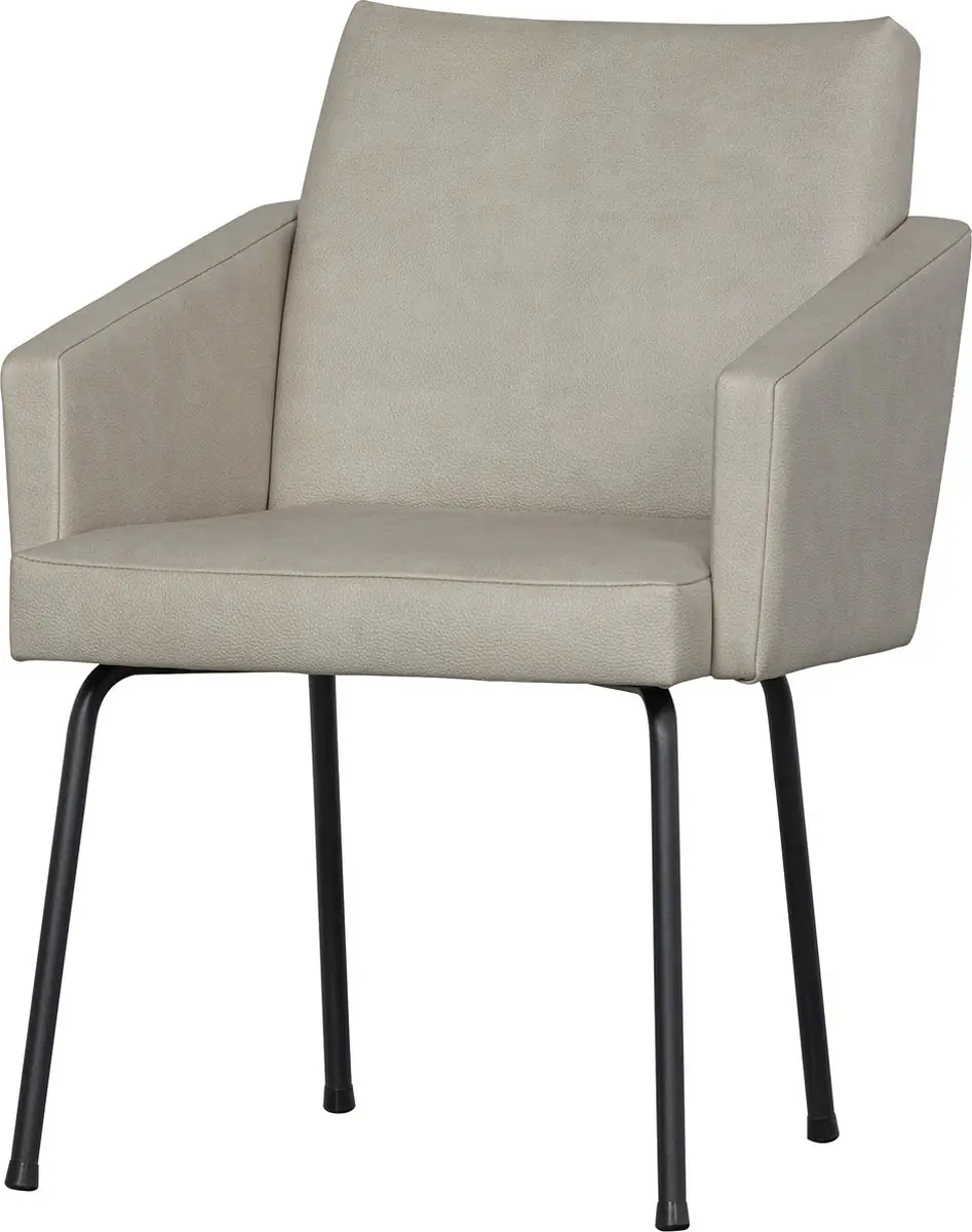 WOOOD Mount Eetkamerstoel met armleuning - Leerlook - Naturel - 82x61x65