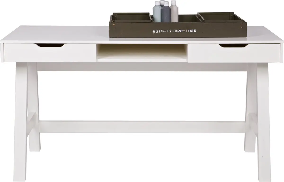 WOOOD Nikki Bureau - Grenenhout - Wit - 75x140x62