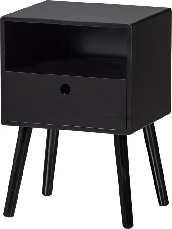 WOOOD Ozzy Nachtkastje - Hout - Zwart - 53x36x30 cm