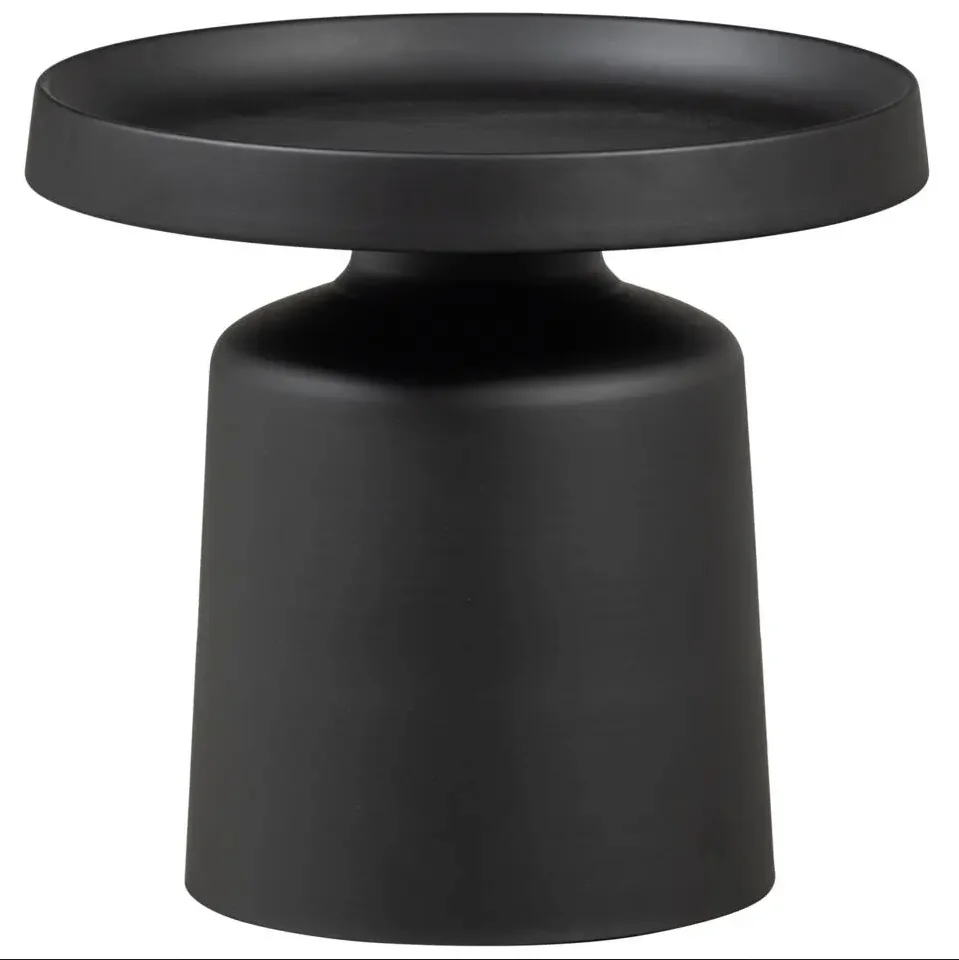 WOOOD Peer Bijzettafel Rond Met Brede Organische Poot Metaal Zwart 45Ø49 cm — Zeer goed