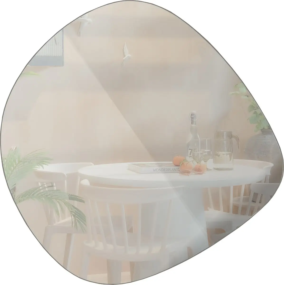 WOOOD Philou Spiegel - Glas/Metaal - Zwart - 60x59x0,5 cm