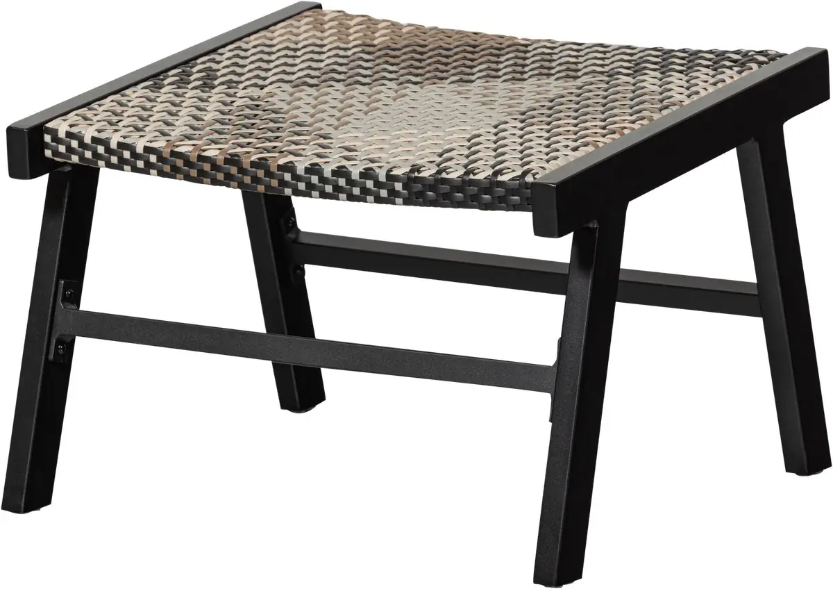WOOOD Pom Hocker - PE/Aluminium - Zwart/Bruin - 41x57x53 cm