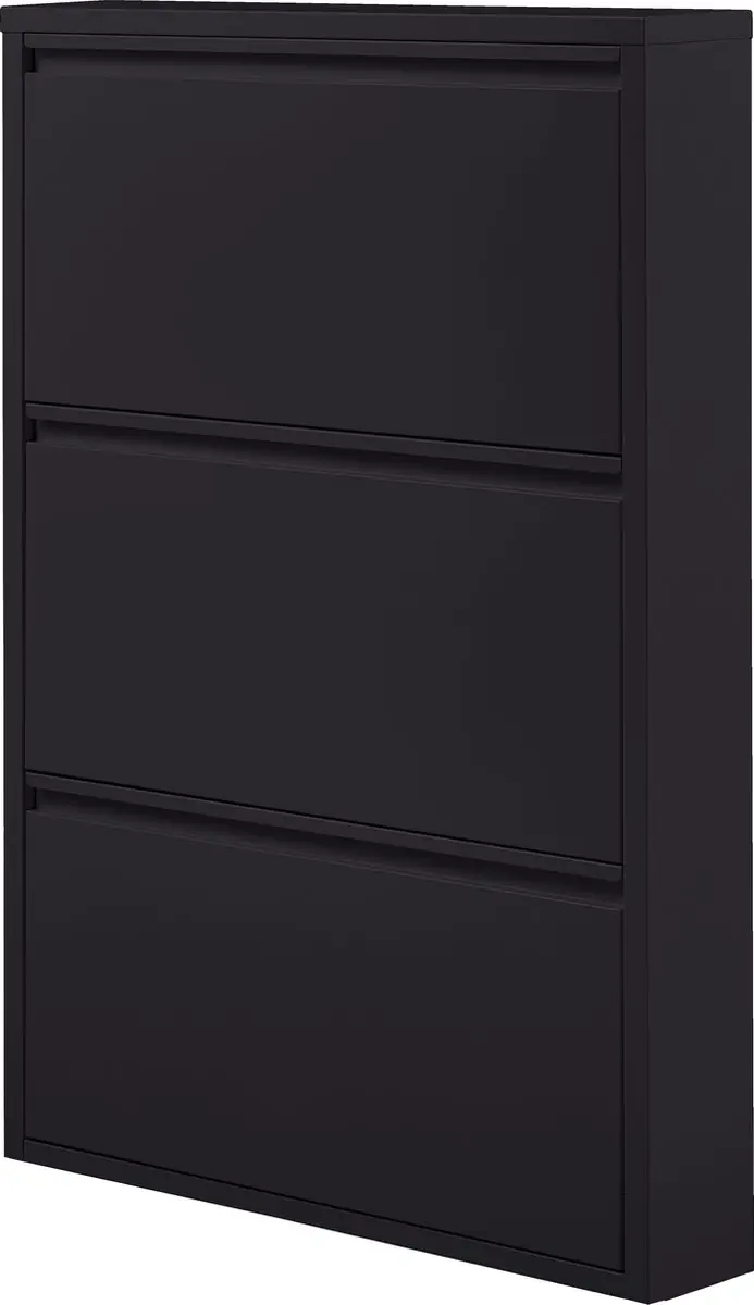 WOOOD Sabine 3-Vaks Schoenenkast - Metaal - Zwart - 103x66x16