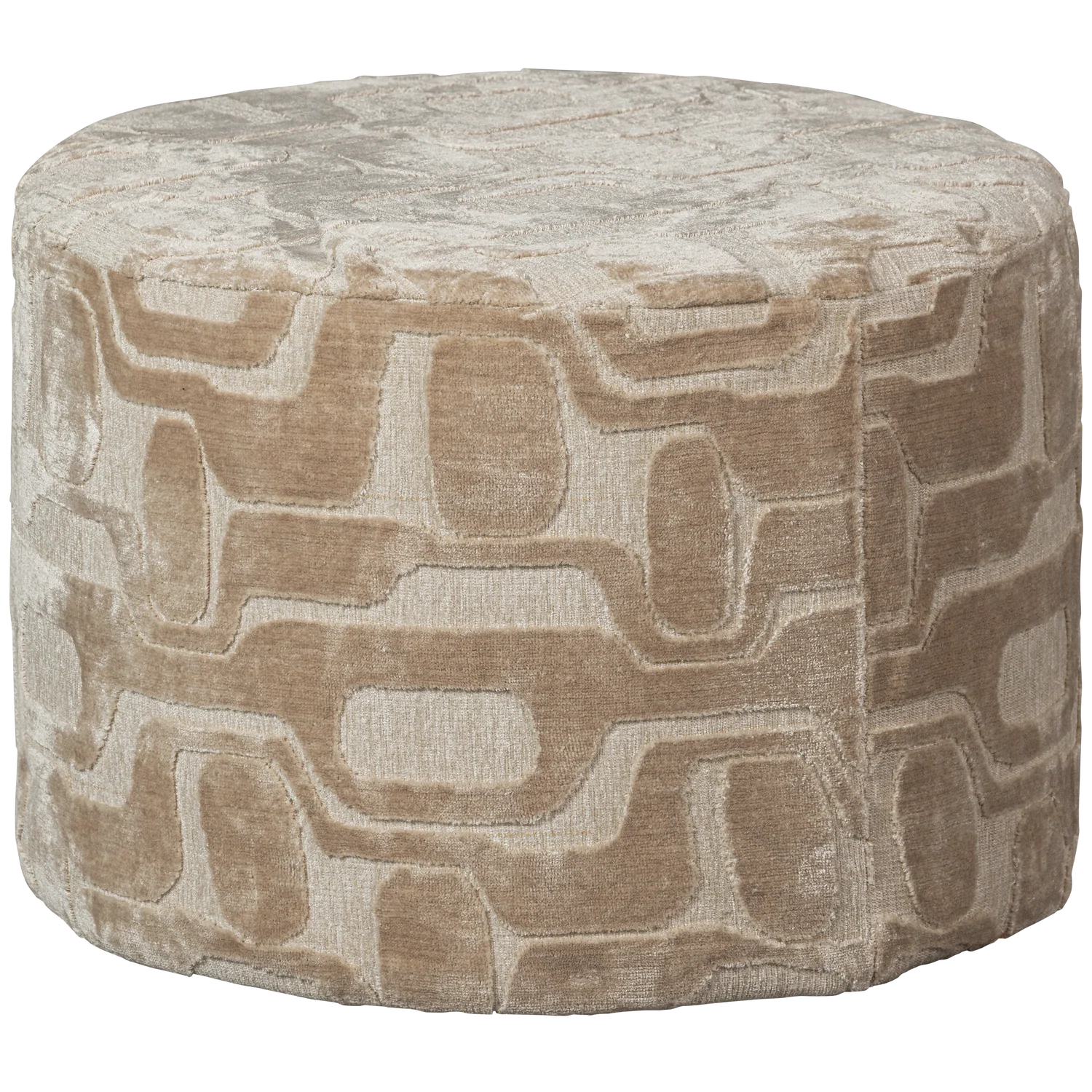 WOOOD Yago Poef - Viscose/Polyester - Naturel - 43x60x60